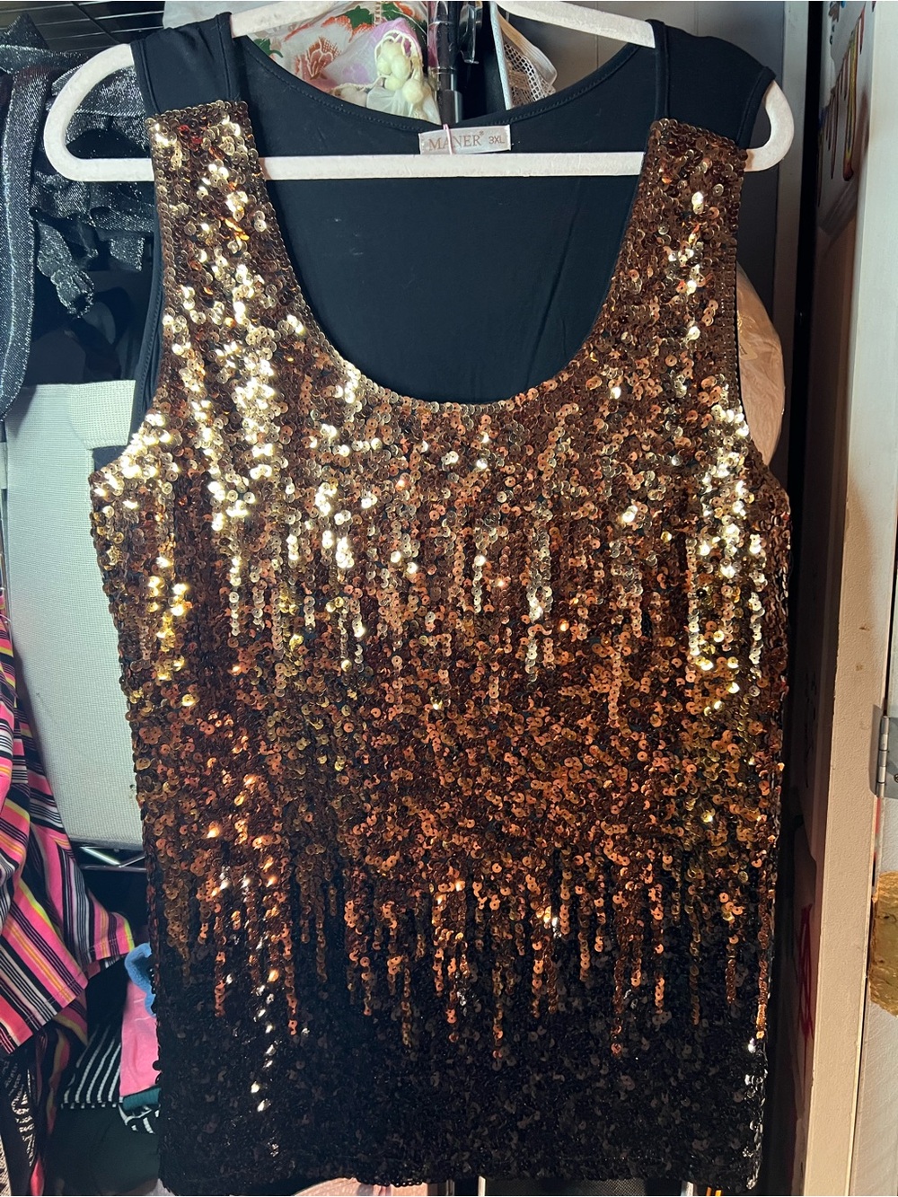 Sparkling Gold Sequin boutique Tank Top